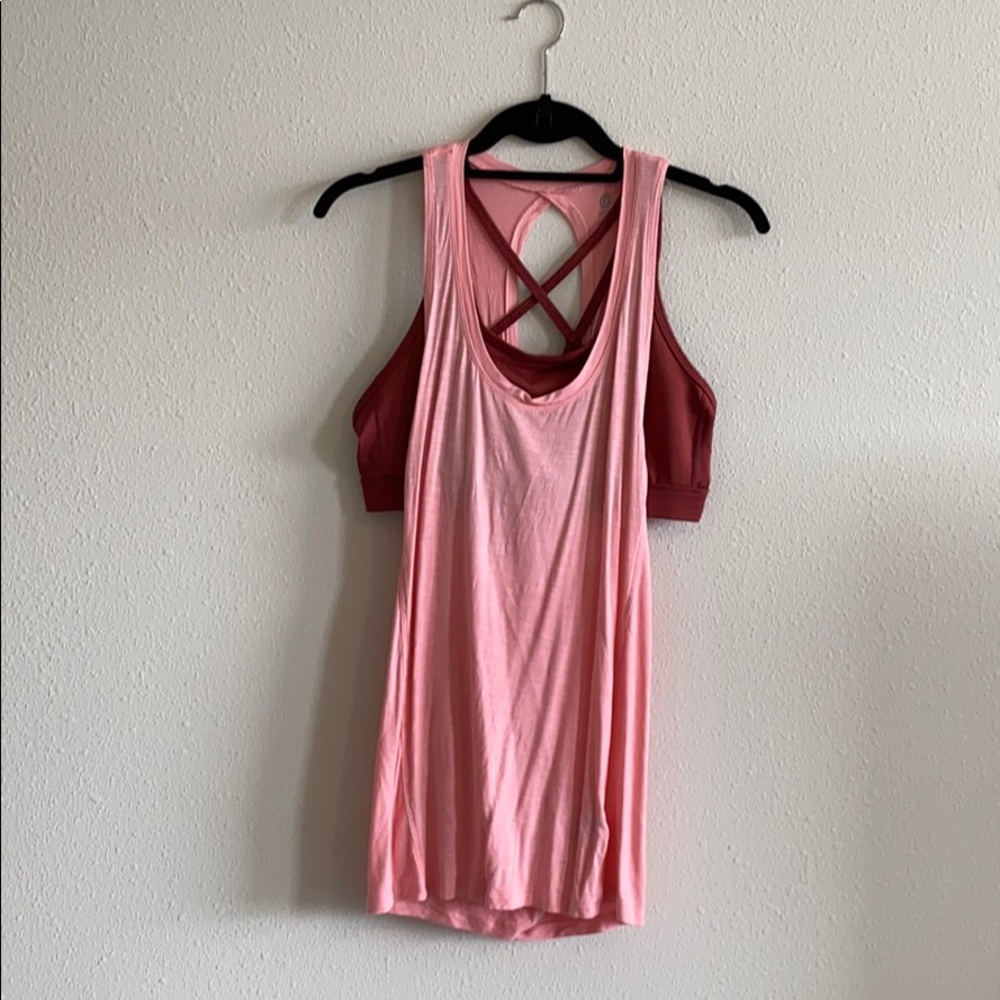Workout tank top with sports bra (attached)